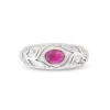 18ct White Gold Ruby Gypsy Ring With Scrolling Sides