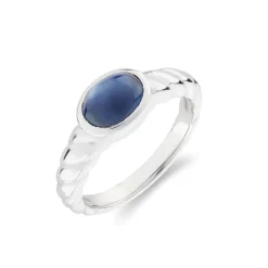 18ct White Gold Sapphire Ring With Twist Detail Shoulders