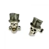 18ct White Gold Skull Cufflinks with Top Hat