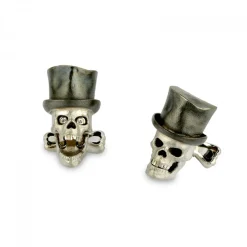 18ct White Gold Skull Cufflinks with Top Hat