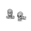 18ct White Gold Skull Cufflinks with Diamond Eyes