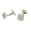 18ct White Gold Square Cufflinks with Diamonds