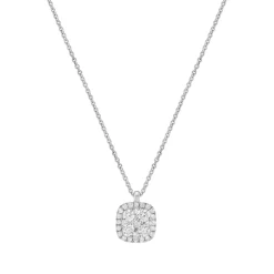 18ct White Gold Square Shaped Diamond Pendant