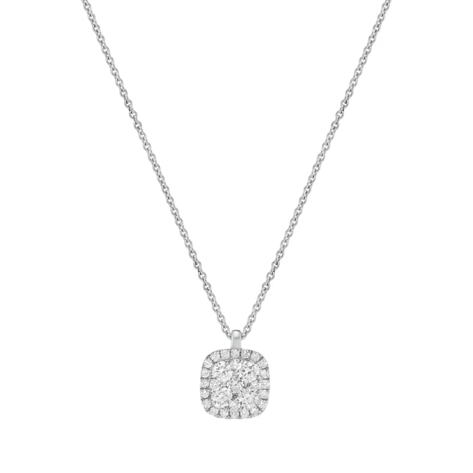 18ct White Gold Square Shaped Diamond Pendant