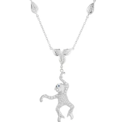 18ct White Gold Swinging Diamond Monkey Necklace