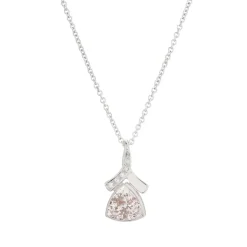 18ct White Gold Trilliant Cut Pink Morganite And Diamond Pendant