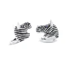 18ct White Gold Zebra Head Cufflinks With Sapphire Eyes