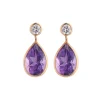 18ct Yellow Gold Amethyst and Diamond Drop Earrings