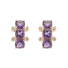 18ct Yellow Gold Amethyst And Diamond Half Hoop Earrings