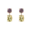 18ct Yellow Gold Amethyst With Yellow Beryl Drop Earrings