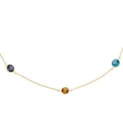 18ct Yellow Gold Assorted Gemstone Spectacle Necklace