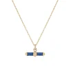 18ct Yellow Gold Bar Necklace Blue Enamel Diamond Bar on Chain
