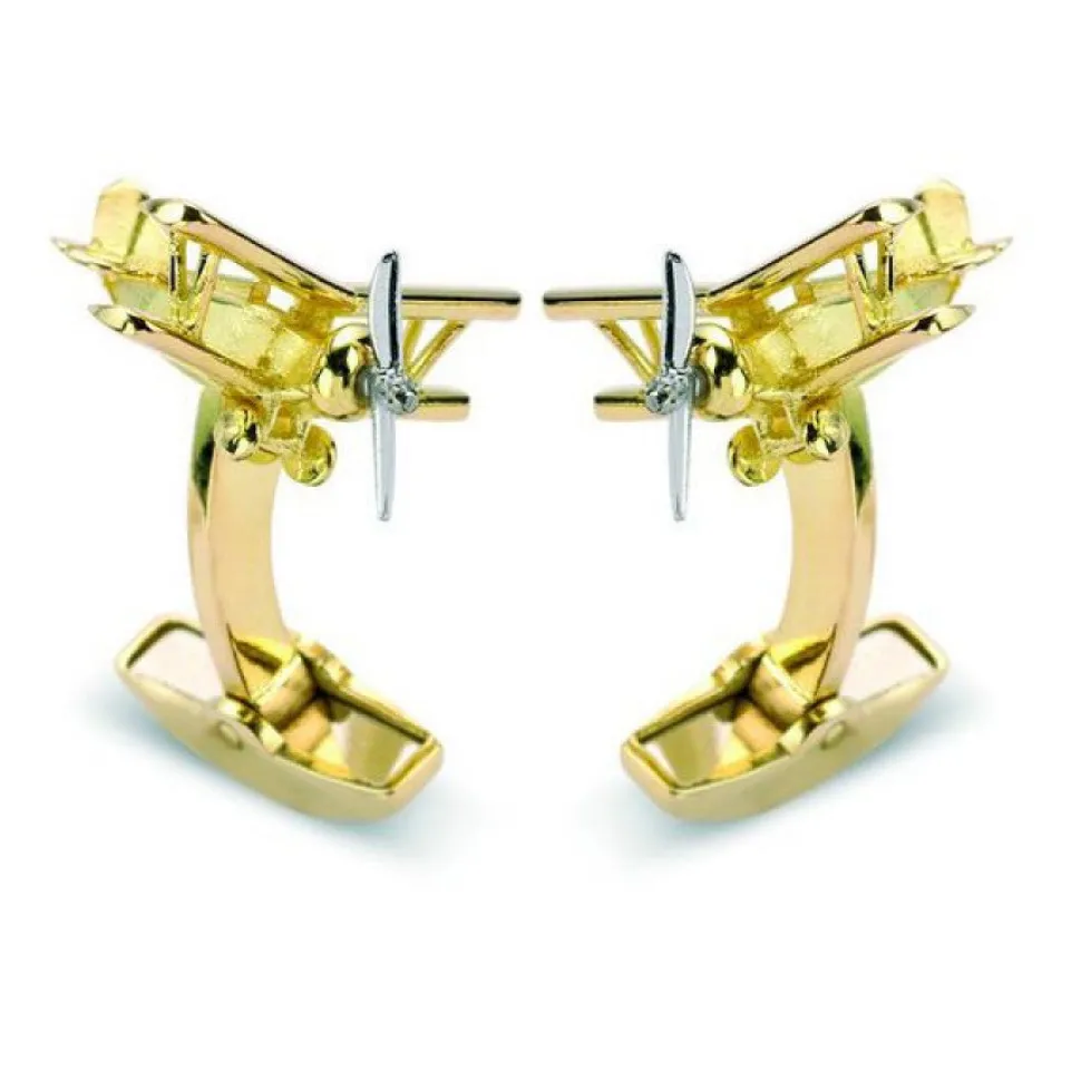 18ct Yellow Gold Biplane with Rotating Propeller Cufflinks