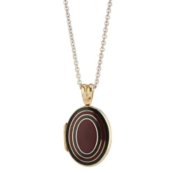 18ct Yellow Gold Black And Red Enamel Locket