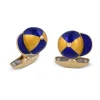 18ct Yellow Gold Blue And Clear Enamel Jockey Cap Cufflinks