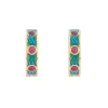 18ct Yellow Gold Blue Enamel And Ruby Hoop Earrings
