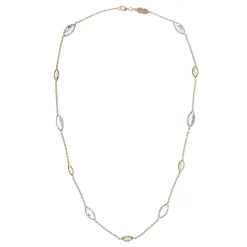 18ct Yellow Gold Blue Topaz And Peridot Spectacle Necklace