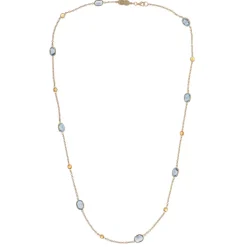 18ct Yellow Gold Blue Topaz and Fire Opal Necklace