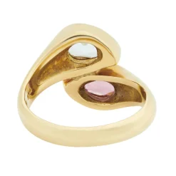 18ct Yellow Gold Blue Topaz And Pink Tourmaline Ring