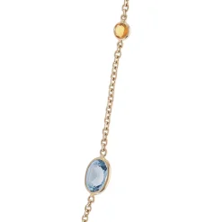 18ct Yellow Gold Blue Topaz and Fire Opal Necklace