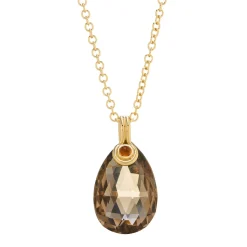 18ct Yellow Gold Briolette Smokey Quartz With Cabochon Citrine Pendant