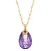 18ct Yellow Gold Briolette Amethyst With Cabochon Ruby Necklace