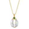 18ct Yellow Gold Briolette Crystal With Cabochon Emerald Pendant