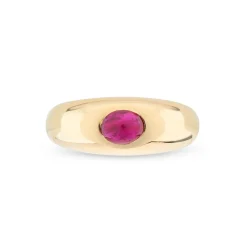 18ct Yellow Gold Cabochon Ruby Gypsy Ring