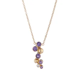 18ct Yellow Gold Cascade Amethyst and Diamond Drop Necklace