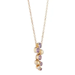 18ct Yellow Gold Cascade Amethyst and Diamond Drop Necklace