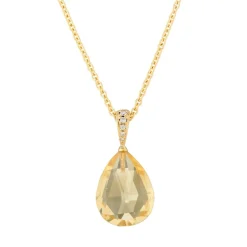 18ct Yellow Gold Citrine And Diamond Pendant