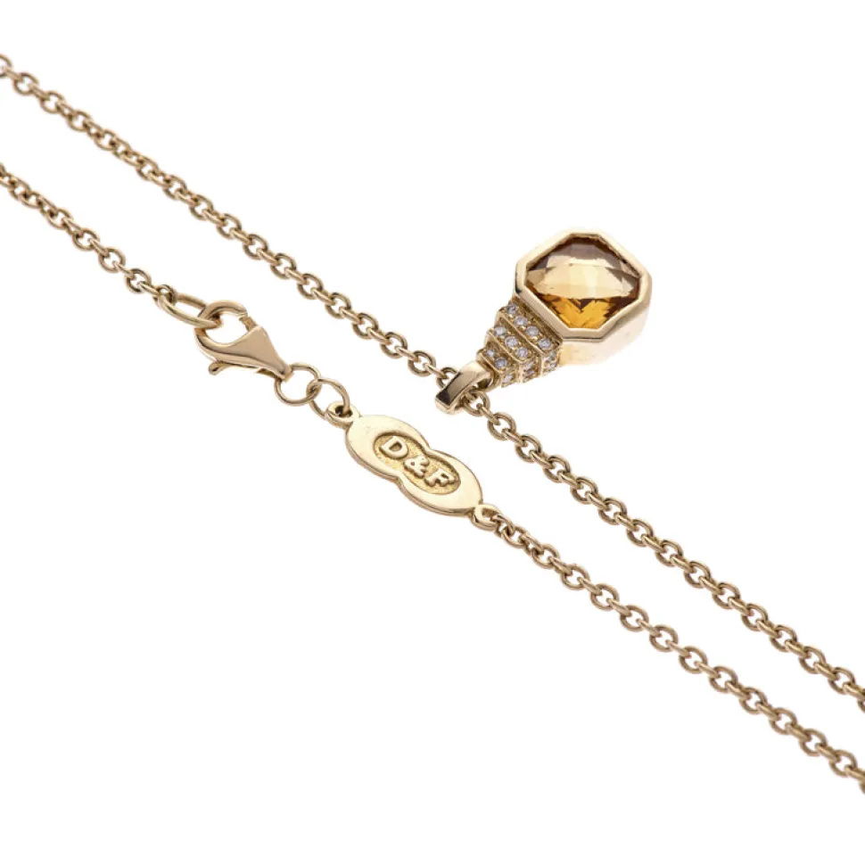 18ct Yellow Gold Citrine And Diamond Pendant