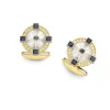 18ct Yellow Gold Crystal Cufflinks With Sapphire and Diamond