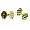 18ct Yellow Gold Cufflinks With Blue Stripe And Gold Star Centre