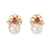 18ct Yellow Gold Cultured Pearl, Ruby And Diamond Earrings