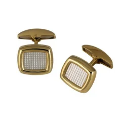 18ct Yellow Gold Cushion Cufflinks with Mother-of-Pearl