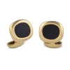 18ct Yellow Gold Cushion Shape Cufflinks With Onyx Inlay