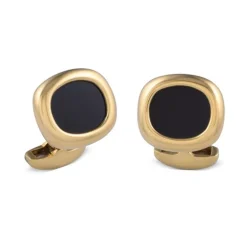 18ct Yellow Gold Cushion Shape Cufflinks With Onyx Inlay