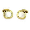 18ct Yellow Gold Cushion Shape Cufflinks With White Mother-of-Pearl In