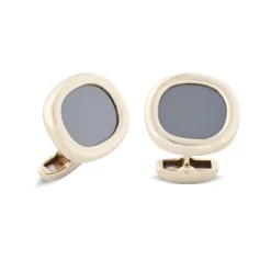 9ct Yellow Gold Cushion Shape Haematite Cufflinks.