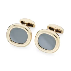 9ct Yellow Gold Cushion Shape Haematite Cufflinks.