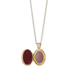 18ct Yellow Gold Dark Pink And Mauve Enamel Locket