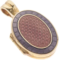 18ct Yellow Gold Dark Pink And Mauve Enamel Locket