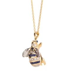 18ct Yellow Gold Diamond And Sapphire Bumble Bee Pendant
