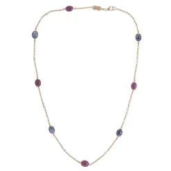 18ct Yellow Gold Diamond, Ruby and Sapphire Necklace