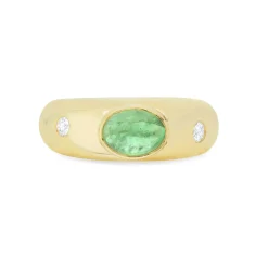 18ct Yellow Gold Emerald And Diamond Ring