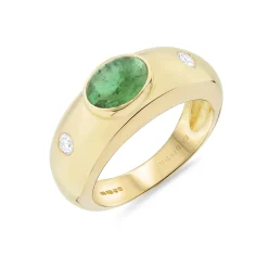 18ct Yellow Gold Emerald And Diamond Ring