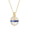 18ct Yellow Gold Facetted Crystal Ball Pendant With Blue Enamel Band A