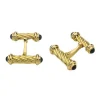 18ct Yellow Gold Fancy Bar Cufflinks with Sapphire Ends