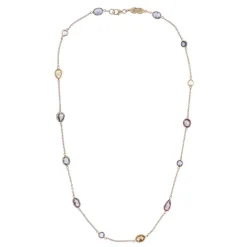 18ct Yellow Gold Fancy Colour And Fancy Shape Sapphire Spectacle Neckl